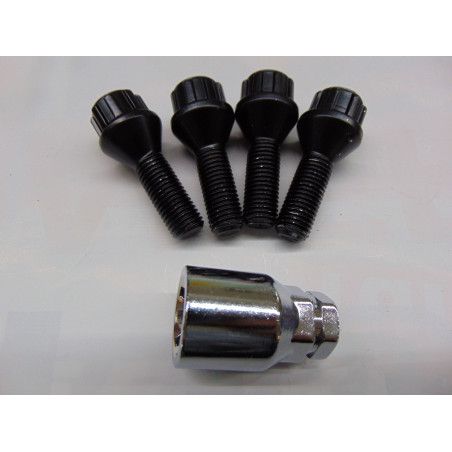 schwarze Felgenschlösser m12x1,5 Länge 29 mm Kegelbund
