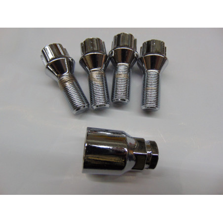 verchromte Felgenschlösser für BMW und Mini Cooper 27 mm Kegel