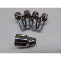 verchromte Felgenschlösser für VW Audi Seat Skoda M14x1,5x25 Kegel