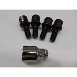 schwarze Felgenschlösser m12x1,5 Länge 23 mm Kugel