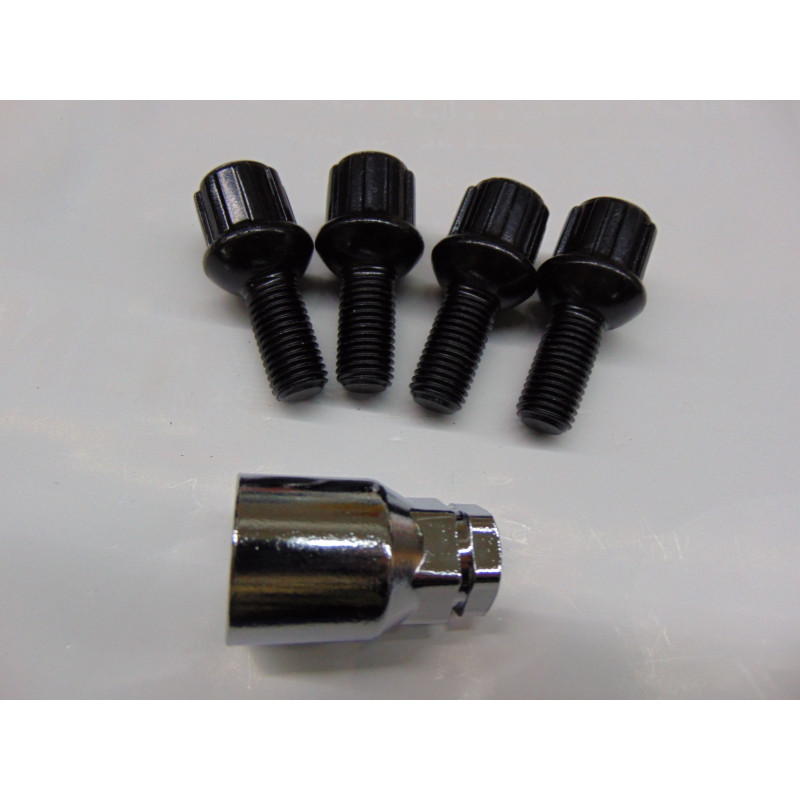 schwarze Felgenschlösser m12x1,5 Länge 23 mm Kugel