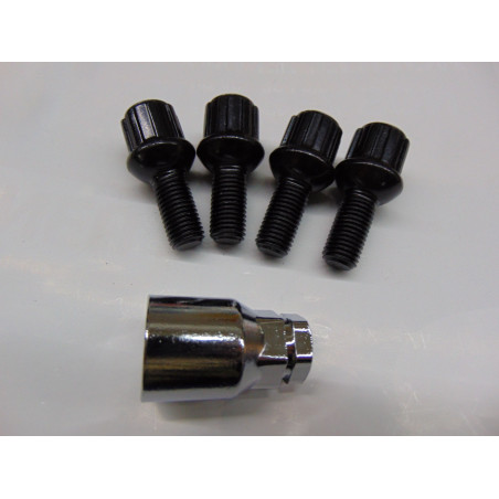 schwarze Felgenschlösser m12x1,5 Länge 23 mm Kugel