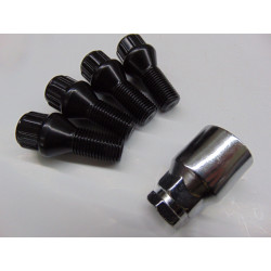 schwarze Felgenschlösser M12x1,5 Kegel Länge 25 mm