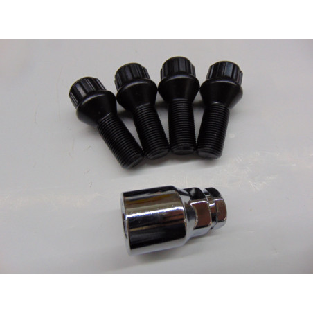 schwarze Felgenschlösser für BMW Mini Cooper m14x1,25 27 mm Kegel