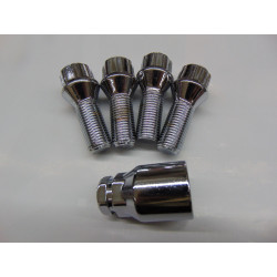 verchromte Felgenschlösser für VW Audi Seat Skoda M14x1,5 28 mm Kegel