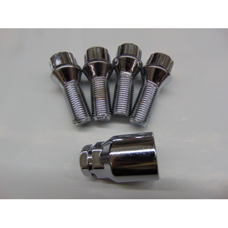 verchromte Felgenschlösser für VW Audi Seat Skoda M14x1,5 28 mm Kegel