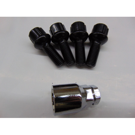 schwarze Felgenschlösser für Alufelgen m12x1,5 Länge 29 mm Kugelbund