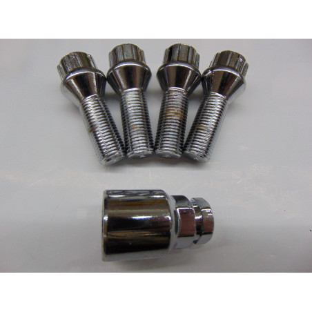 verchromte Felgenschlösser M14x1,5 32 mm Kegelbund