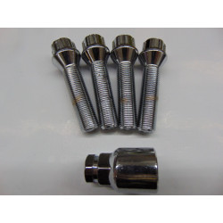 verchromte Felgenschlösser für BMW Mini Cooper M14x1,25 50 mm Kegel