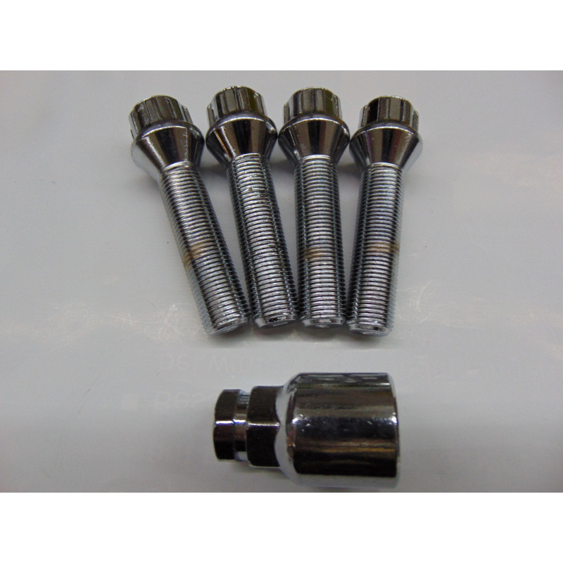 verchromte Felgenschlösser für BMW Mini Cooper M14x1,25 50 mm Kegel