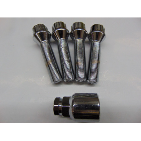 verchromte Felgenschlösser für BMW Mini Cooper M14x1,25 50 mm Kegel