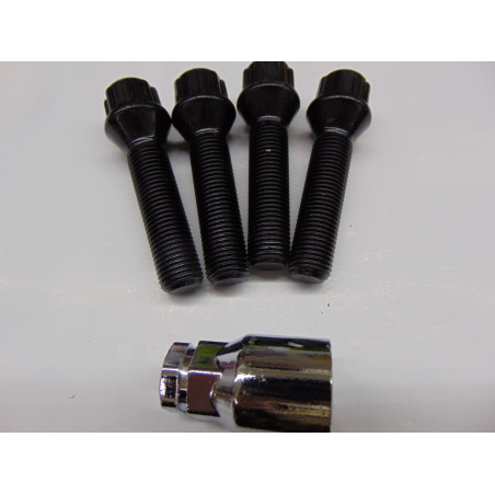 schwarze Felgenschlösser für Spurverbreiterungen M14x1,5 40 mm