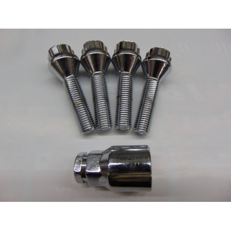 verchromte Felgenschlösser für Spurverbreiterung M12x1,5 40 mm