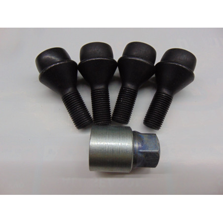 schwarze Felgenschlösser M14x1,5x29 mm Kegel mit breitem Kopf