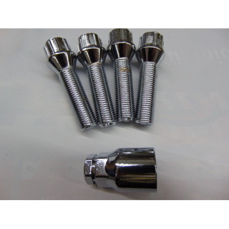 verchromte Felgenschlösser für Spurverbreiterungen m14x1,5x45 mm Kegel